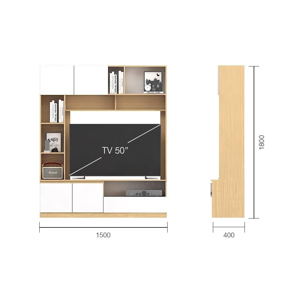 ชุดโฮมเอ็นเตอร์เทนเมนท์ รุ่นมินิโอ ขนาด 150 ซม. - สีไวท์ โอ๊ค