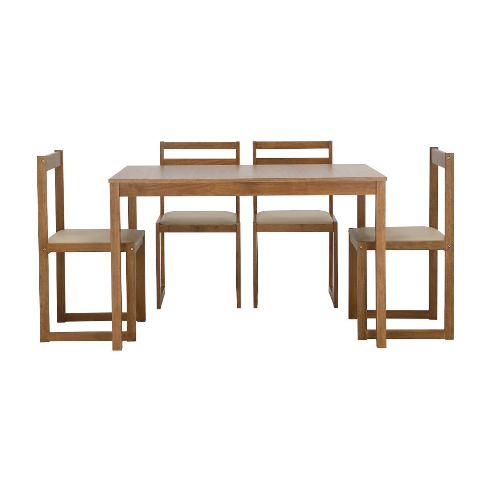 ชุดโต๊ะอาหาร 4 ที่นั่ง รุ่นฟิน - สีไม้น้ำตาลกลาง - ชุดโต๊ะทานอาหาร รุ่นฟิน (โต๊ะ 1+เก้าอี้ 4) - สีไม้น้ำตาลกลาง